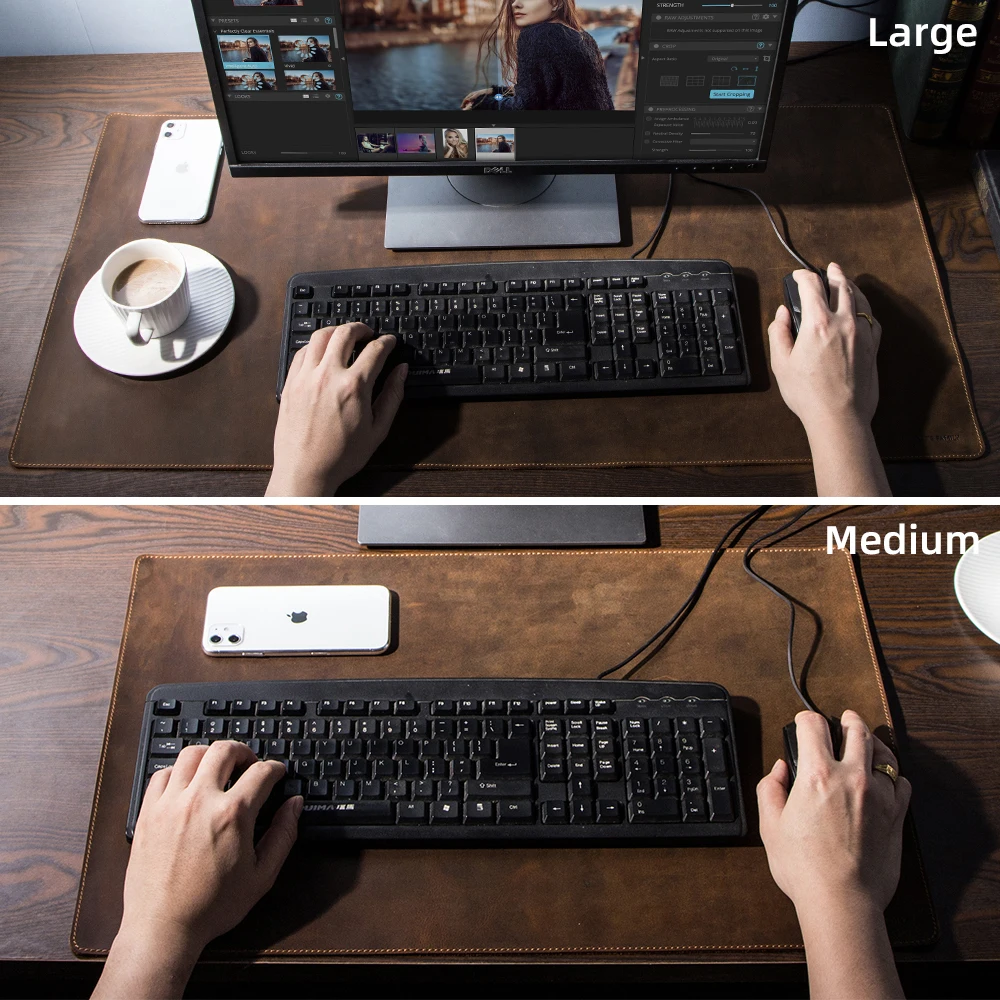 Contacts Família Couro Genuíno Tamanho Grande Mouse Pad Antiderrapante Teclado Tampa de Mesa Mouse Almofadas Gamer Deskmat para Laptop Computador - Imagem 2