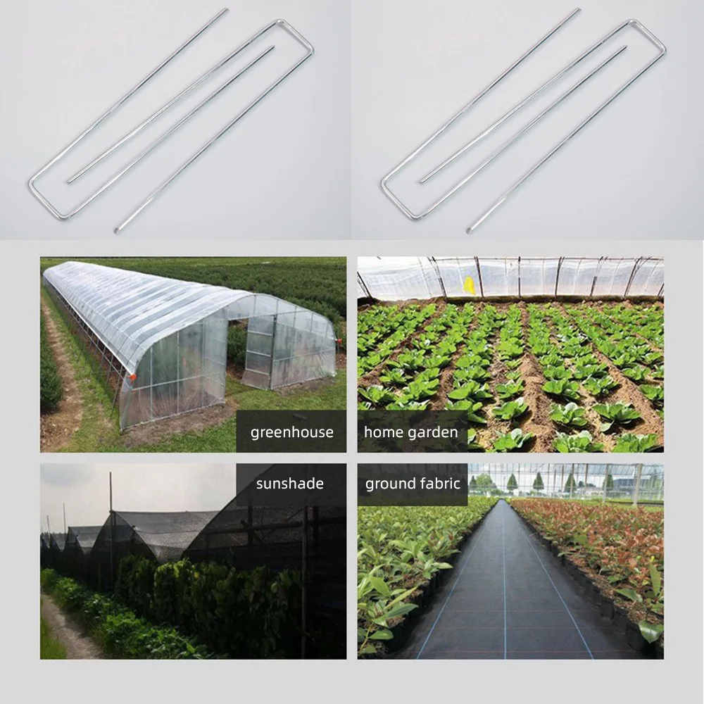 U-Shaped Galvanized Ground Anchors Stakes Pegs Pins Securing Lawn Farm Sod Weed Barrier Landscape Grass Fabric Netting