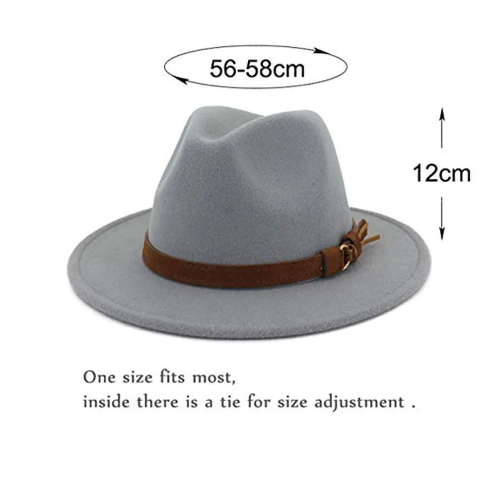 Винтаж сплошной цвет фетровый котелок с широкими полями Fedora Hat Зима флоппи Женская кепка Джаз горра Европейский Американский Круглый Кепка s котелок шапки