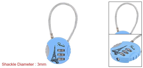 Round Shape Blue Uxcell 3-значный Комбинированный Замок 3 мм проволочная Скоба из цинкового сплава замок для багажа круглой формы квадратной формы в форме сердца - Цвет: Round Shape Blue