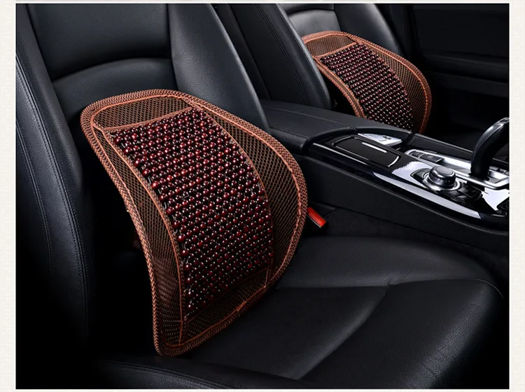 XF933 Wholesale Wooden Bead Lumbar Support Pillow Office Home Vehicle Triple Use Cushion Wooden Bead Breathable Waist Pad