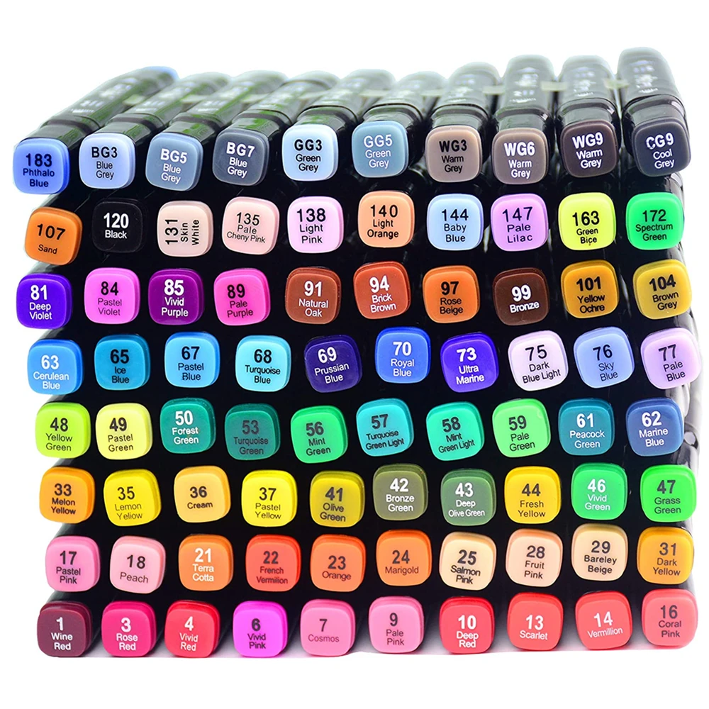 80 Colors Dual Tip Art Markers with Chisel Point Permanent Marker for Painting Pens Students School Supplies