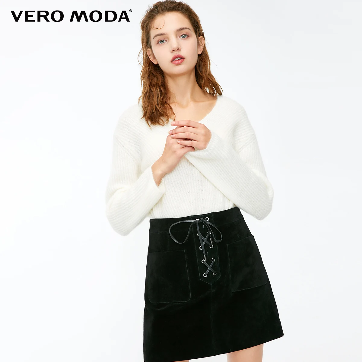 Vero Moda женский шерстяной мохер свободный свитер чистый вязаный Топ | 318413598 - Цвет: Snow white
