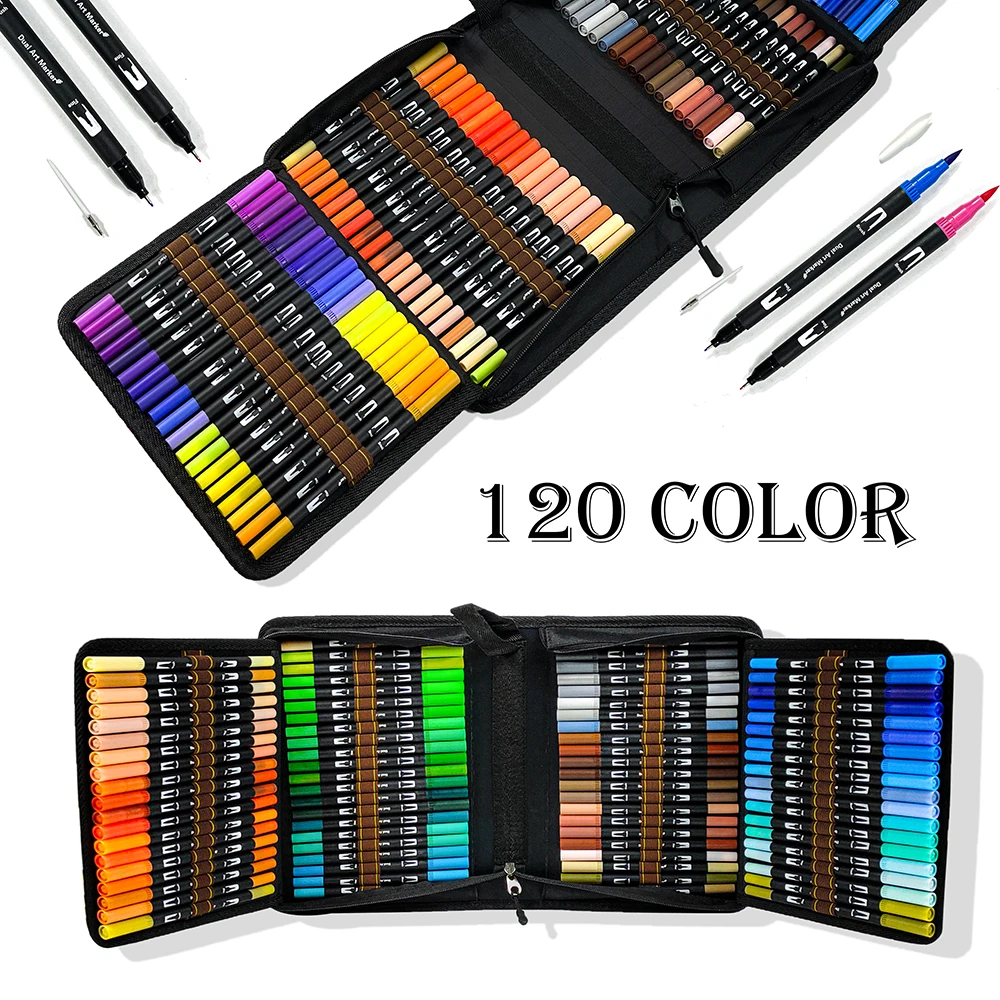 Markers Watercolor 120 Colors Markers Set Fashion Design Art Pens Coloring  Outline Markers for Sketchbook Drawing Filling - AliExpress