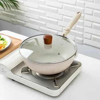 

Maifan stone pan deep frying pan home kitchen non-stick pan with lid induction cooker gas stove universal cooking pot mx11271409