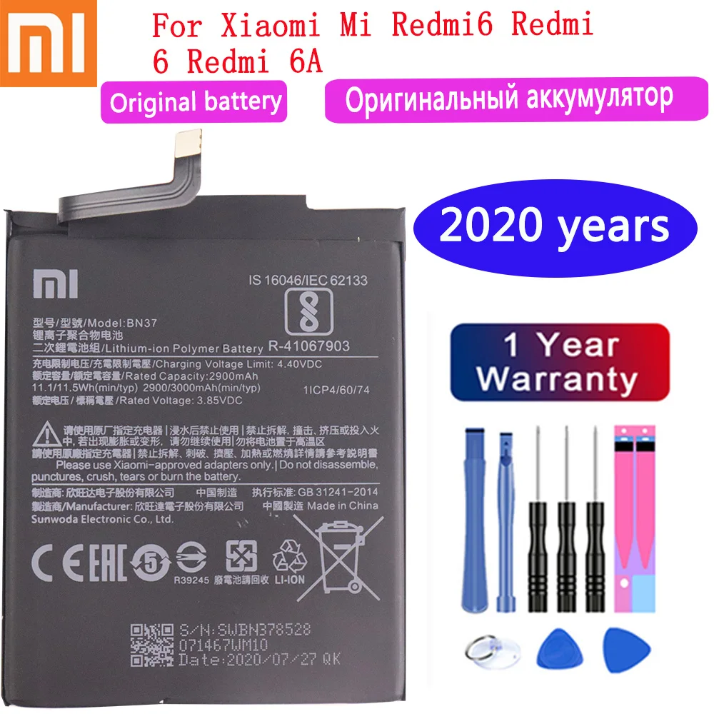 2020 лет оригинальный аккумулятор BN37 3000 мАч для Xiaomi Redmi 6 Redmi6 6A высокое качество