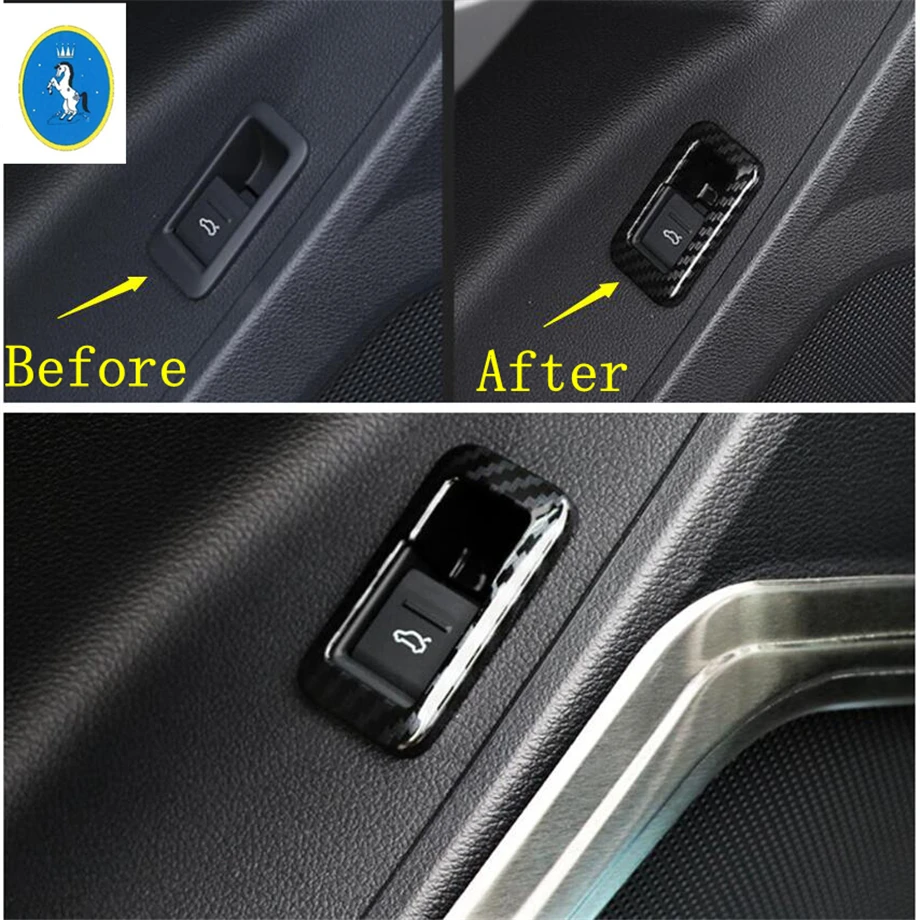 

Yimaautotrims Auto Accessory Rear Door Trunk Box Switch Control Button Cover Trim Fit For Audi Q3 2019 2020 ABS Carbon Fiber