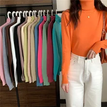 

2021 Autumn and Winter Women's High-neck Long-sleeved Sweater Bottoming Shirt Warm and Comfortable Plus Velvet Sweater