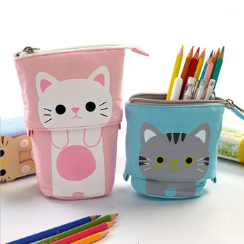 

Cute and simple multifunctional creative pen holder student stationery variable drop canvas pencil case stationery bag school