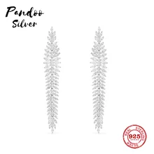 Pandoo модная подвеска Стерлинговое Серебро 1:1 копия, серебро Пальма длинные серьги Роскошные ювелирные изделия подарок для женщин