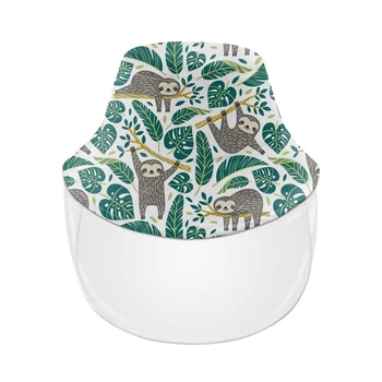

Customized Cute Cartoon Sloth Print Women Men Bucket Cap Sun Protective Face Mask Fisherman Hat Removable Summer Shield Cover
