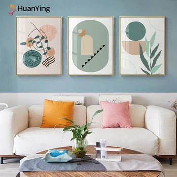 

Wall Canvas Painting Cartoon Plant and Geometries Picture Nordic Home Decoration Modern Decorative Poster Print for Living Room