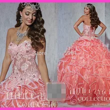 Vestidos de 15 robe de bal illusion водяная Дыня Бальное Платье милое кружевное платье с бисером vestidos de quinceanera платья на шнуровке