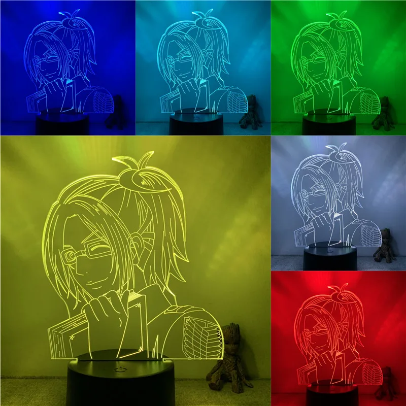 Attack on Titan Hange Zoe Smiling 3D Lamp Action Figure LED NightLight 7 Colors Touch Table Decor Night Light Gift Model | Игрушки и