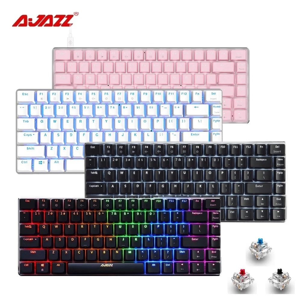AK33 RGB Mechanical Keyboards White Pink Keycaps 82 Keys Anti-gosting N-key Rollover Gaming Keyboard for Laptop Desktop PC | Компьютеры и