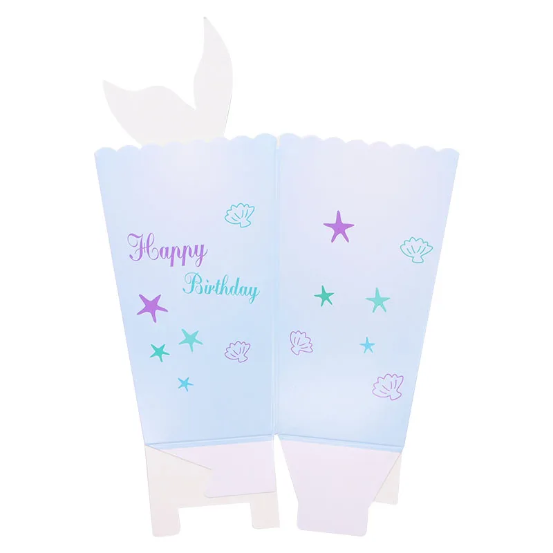 10Pcs Meerjungfrau Schwanz Popcorn Boxen Mädchen Meerjungfrau Thema Geburtstag Party Pappe Candy Box Für Kinder Geburtstag Baby Dusche Geschenke box – Detail 12