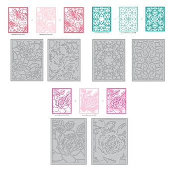 

2020 New Metal Cutting Dies and Scrapbooking for Paper Making Rectangle Flower Background 2 Piece Embossing Frames Card Craft