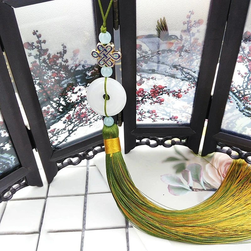 2 шт. мини китайский узел Peace Jade кисточки DIY ювелирные аксессуары домашний текстильный занавес швейная одежда макраме украшения кулон - Цвет: Army green