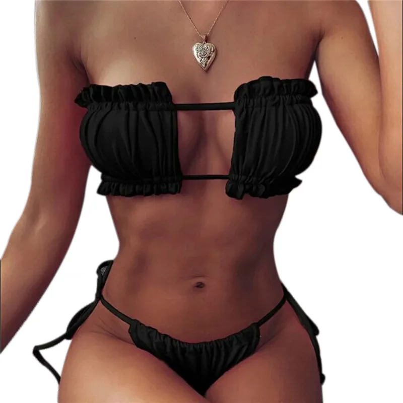 Women Swimsuit Women Two Piece Sets Women Swimsuit Bikini Bandeau Micro Push up Two-piece