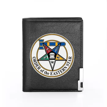 

Masonic Order of the Eastern Star OES Printing Wallet Leather Purse For Men Credit Card Holder Short Male Slim Coin Money Bags