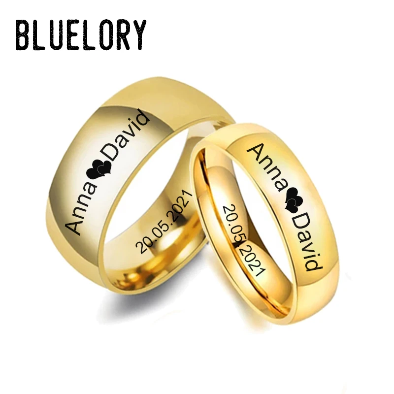 Bluelory-Customized-Engraved-Name-Couple-Rings-For-Lovers-Women-Men-8mm ...