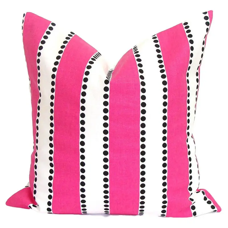 1 шт полиэфирный чехол для подушки с розовым цветком фуксии, в горошек, в полоску, с геометрическим принтом, декоративная наволочка 45*45 см - Цвет: 4