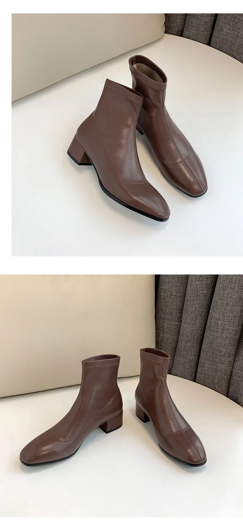 B2-7, размеры 31-43, женские ботильоны из искусственной кожи с вышивкой Женские Лоскутные ботинки без шнуровки женская обувь на толстом каблуке модная женская обувь