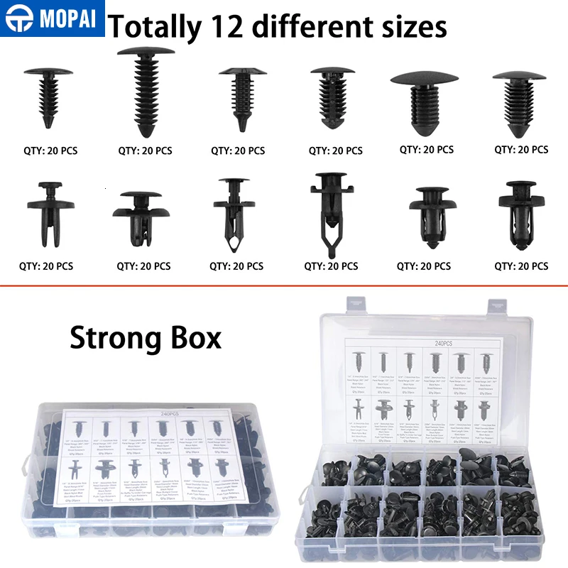 

MOPAI Nuts & Bolts for Auto Body Retainer Push Type Pin Rivet Fastener Kit Fender Bumper Door Panel Rivet for Jeep Accessories
