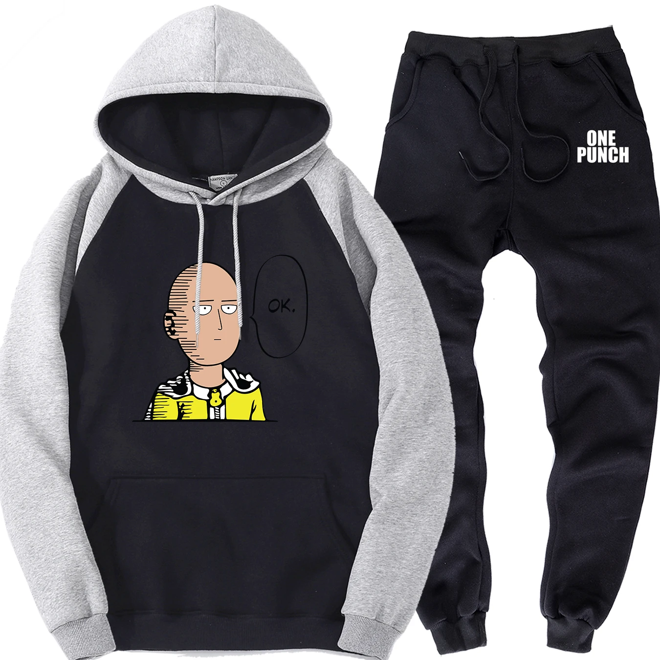 2019 Autumn Men's Sports Suits One Punch Print Male Sweatpants+Pullover Funny Streetwear Clothing Sets Men Sportswear Warm Pants 2019 Autumn Men's Sports Suits One Punch Print Male Sweatpants+Pullover Funny Streetwear Clothing Sets Men Sportswear Warm Pants