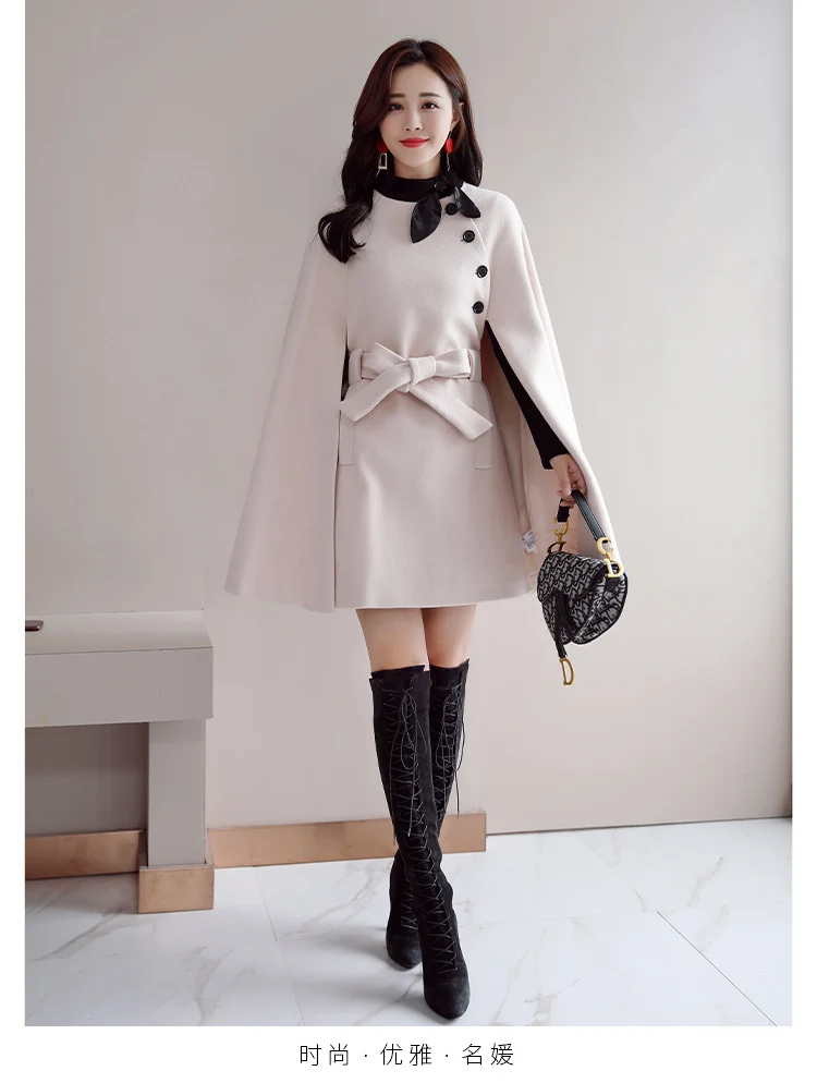 Woolen Jacket Women's Autumn And Winter New Style Korean-style WOMEN'S Wear Solid Color Simple Trend Elegant Versatile Cloa