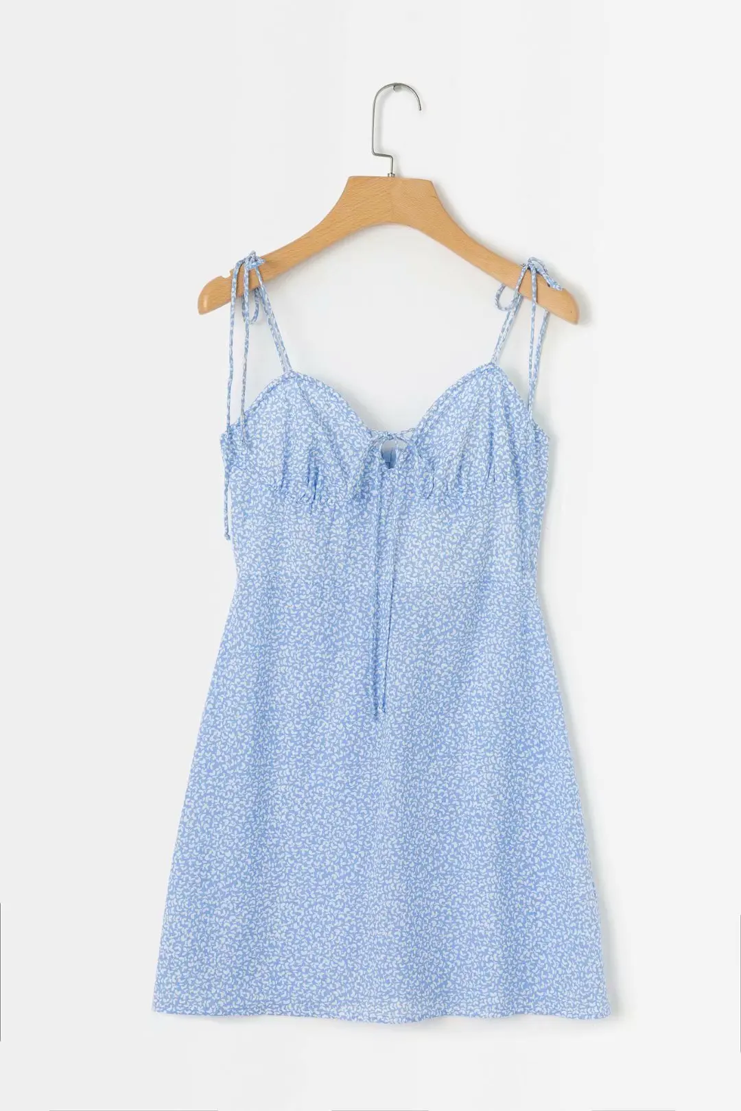 

Europe And America 2019 Summer New Style Slim Fit French Vintage Floral-Print Lace-up Backless Waist Hugging Strapped Dress Shor