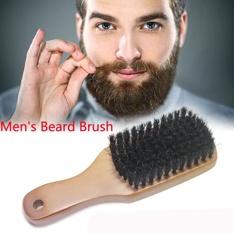 

1pc Beard Brush Boar Bristles Mustache Natural Wood Comb Handmade Grooming Kit Men Beards Mustache Care Handle Razor Barber Tool