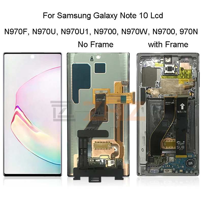 Динамический Amoled для samsung Galaxy Note 10 lcd N970F дигитайзер в сборе+ рамка для samsung Note 10 plus N975F экран Запасные части