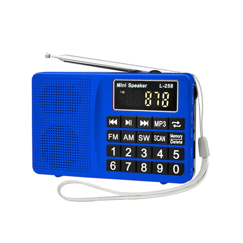 Простой в эксплуатации многополосный бас SW FM AM usb зарядка вставка карта динамик мини цифровой дисплей портативный подарок MP3 большая кнопка радио