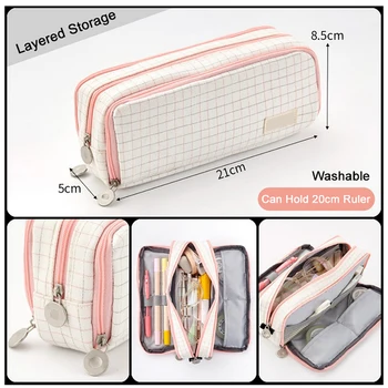 

Pencil Case Large Capacity Stationery Box Canvas Pencil Bag Pen Pouch School Student Studying Supplies