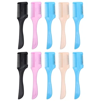 

10pcs Plastic Haircut Comb Double Sided Hair Razor Trimmer Thinning Comb Styling Comb for Salon Home (Random Color)