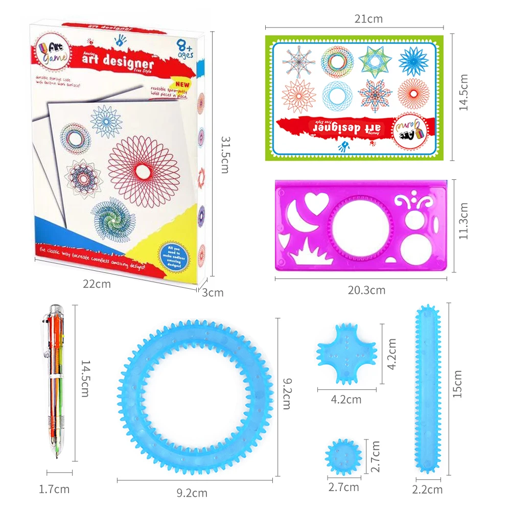Игрушки для рисования со спирографом и колесами, набор для рисования, набор для рисования, аксессуары, креативная развивающая игрушка для детей, детей, взрослых - Цвет: Color box F