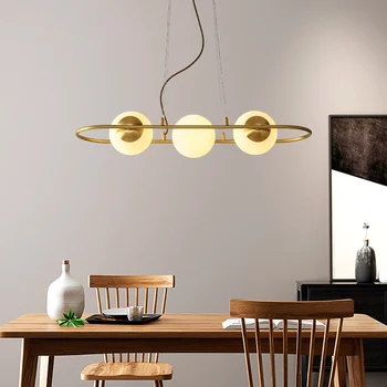 

Modern Pendant Ceiling Lamps LED Pendant Lights Pending Lighting Decor Parlor Dining Room Hanging Light Simple 3 Heads Copper AC