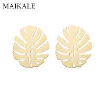 MAIKALE серьги-гвоздики с золотыми металлическими полыми листьями, богемные пляжные серьги с пальмовыми листьями для женщин, геометрические серьги, модное ювелирное изделие
