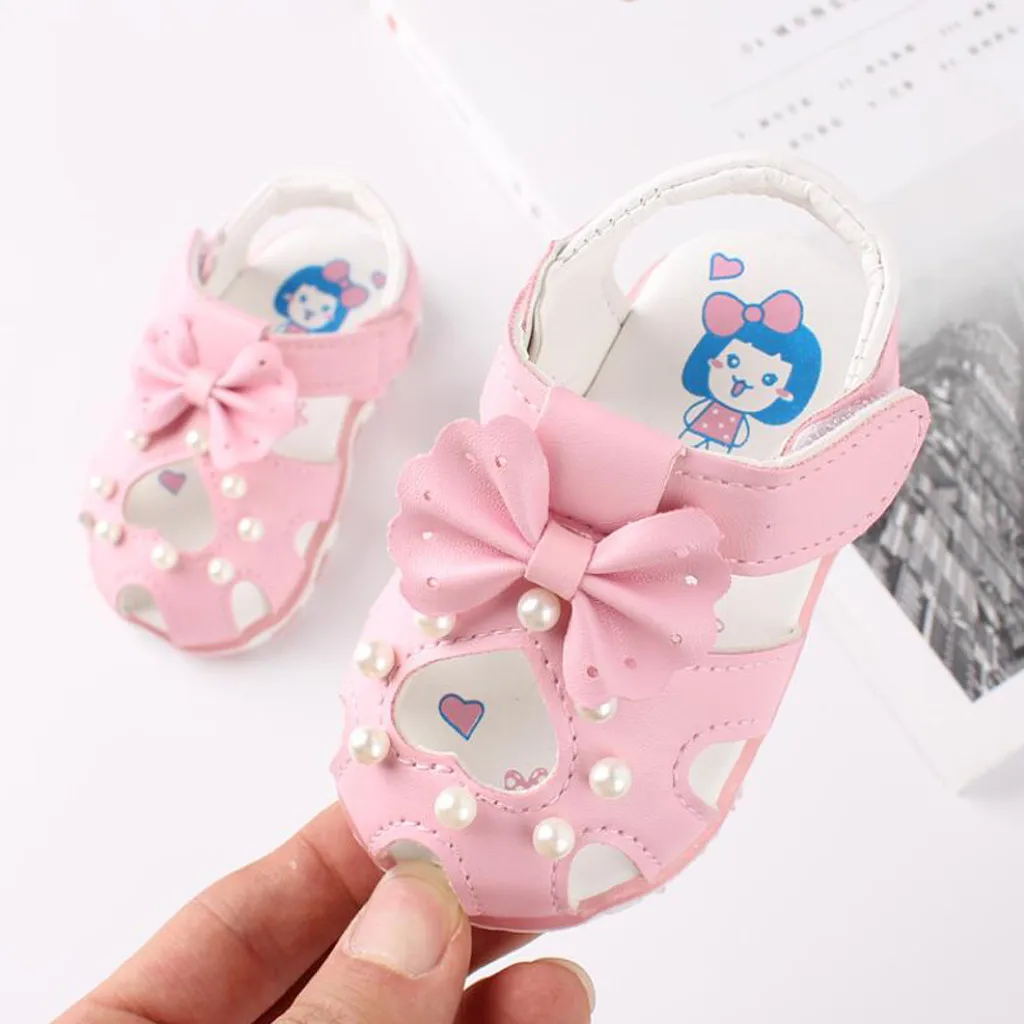 

2019 Cute Toddler Baby Boys Shoes For Girls Fashion Pearl Bows Newborn Baby Girl Shoes Hollow Soft First Walkers Zapatos #30