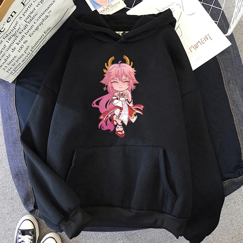 

Genshin Impact Yae Miko Hoodie Hip Hop Winter Tops Warm Plus Size Hooded Women Men Sweatshirts Harajuku Couple Clothes Pullover