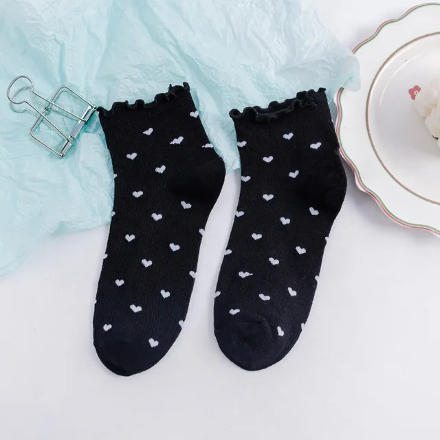 frilly japan cute socks ruffle kawaii harajuku women calcetines mujer chaussette femme skarpetki damskie white happy cotton sock black
