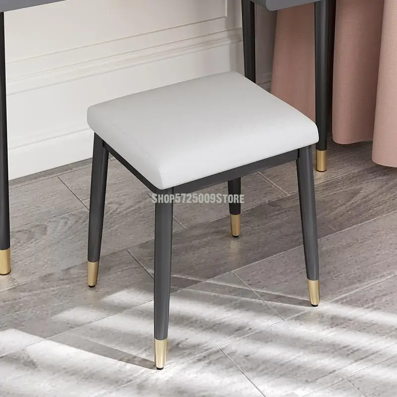 Nordic dressing table stool simple low square net red ins makeup chair modern bedroom small round | Мебель