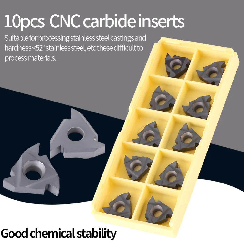 10Pcs/set CNC Blade CNC Carbide Tips Inserts Blade Cutter Lathe Turning Tool with Box