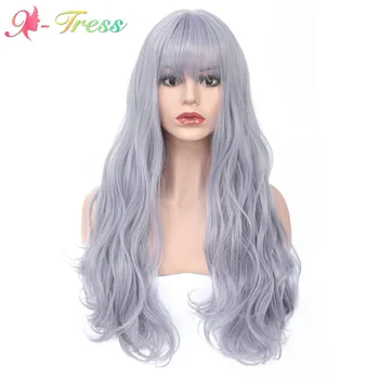 

X-TRESS Trendy Glueless Light Purple Synthetic Wig for Black Women 24 Inches Natural Wave High Temperature Fiber Hair on Sale