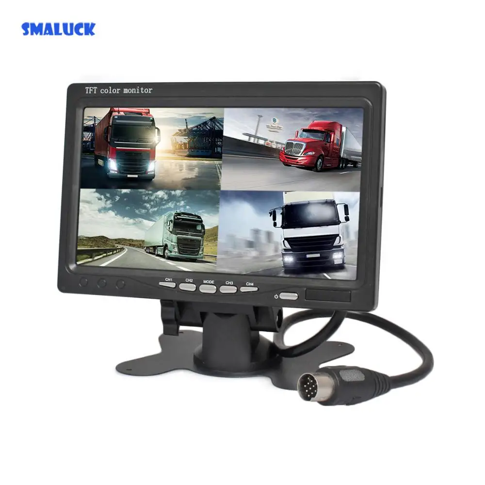 SMALUCK DC12V 24V 7 &quot4 Сплит четырехъядерный ЖК экран цветной монитор заднего вида для
