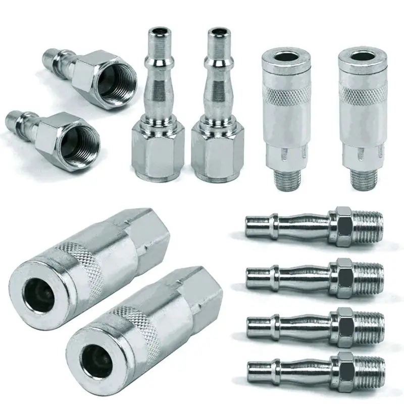 

12 PCs 1/4 inch BSP Air Line Hose Compressor Fitting Couplings Connector Release Male Female