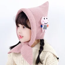 New Middle School Children's Autumn and Winter Ear Protection Wool Warm Knitting Hat Baby Fisherman's Hat Wizard's Hat Cute