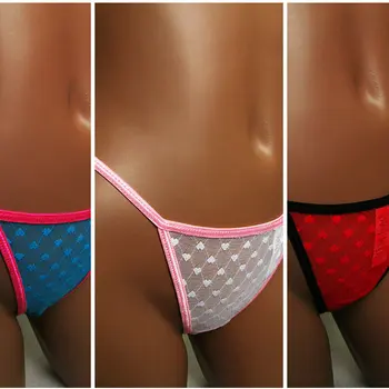 

Micro Thong Candy Cherries Women Sexy See Through G-String Cute Ladies Extra Slim Black Heart Lace Panties Mini Tback