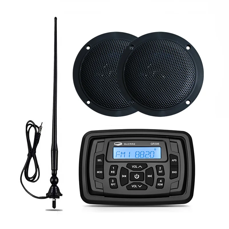 Морской Стерео аудио для лодки, Bluetooth-радио, FM AM, Автомобильный MP3-плеер + 4 
